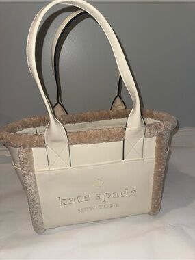 Beautiful Kate Spade Cream Tote with Shearling Trim
